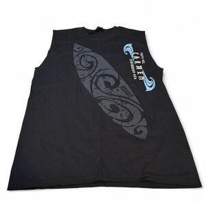 Black Sleeveless Playa Del Caribbean Sea  Graphic Tank top surfers Tee